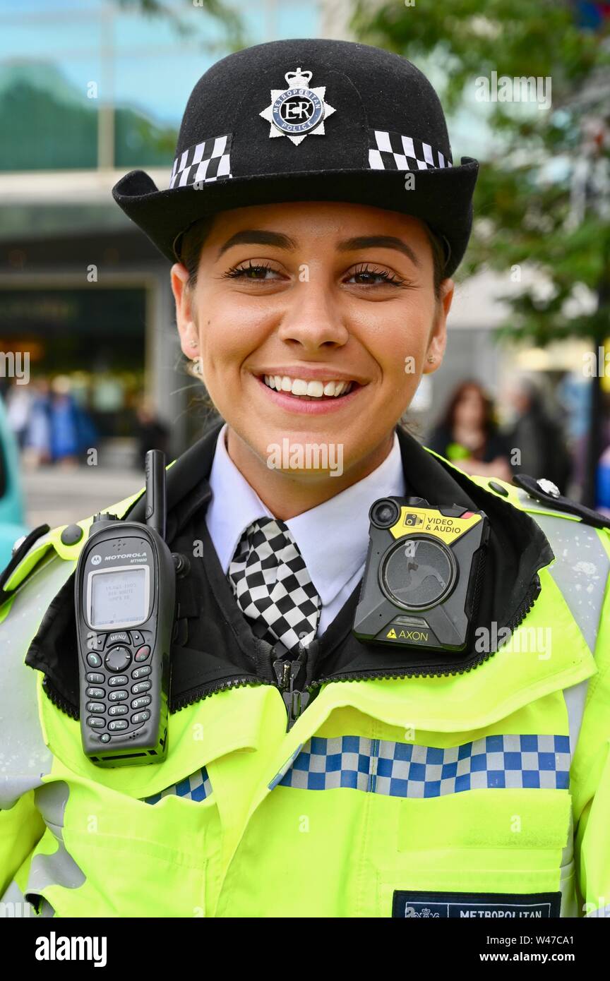 Female Police Officer. March for Change. No to Boris. Yes to Europe. Anti-Brexit Protest, London. UK Stock Photo