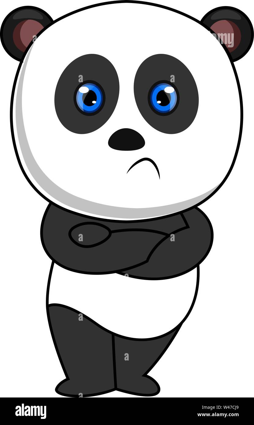 Angry panda, illustration, vector on white background. Stock Vector