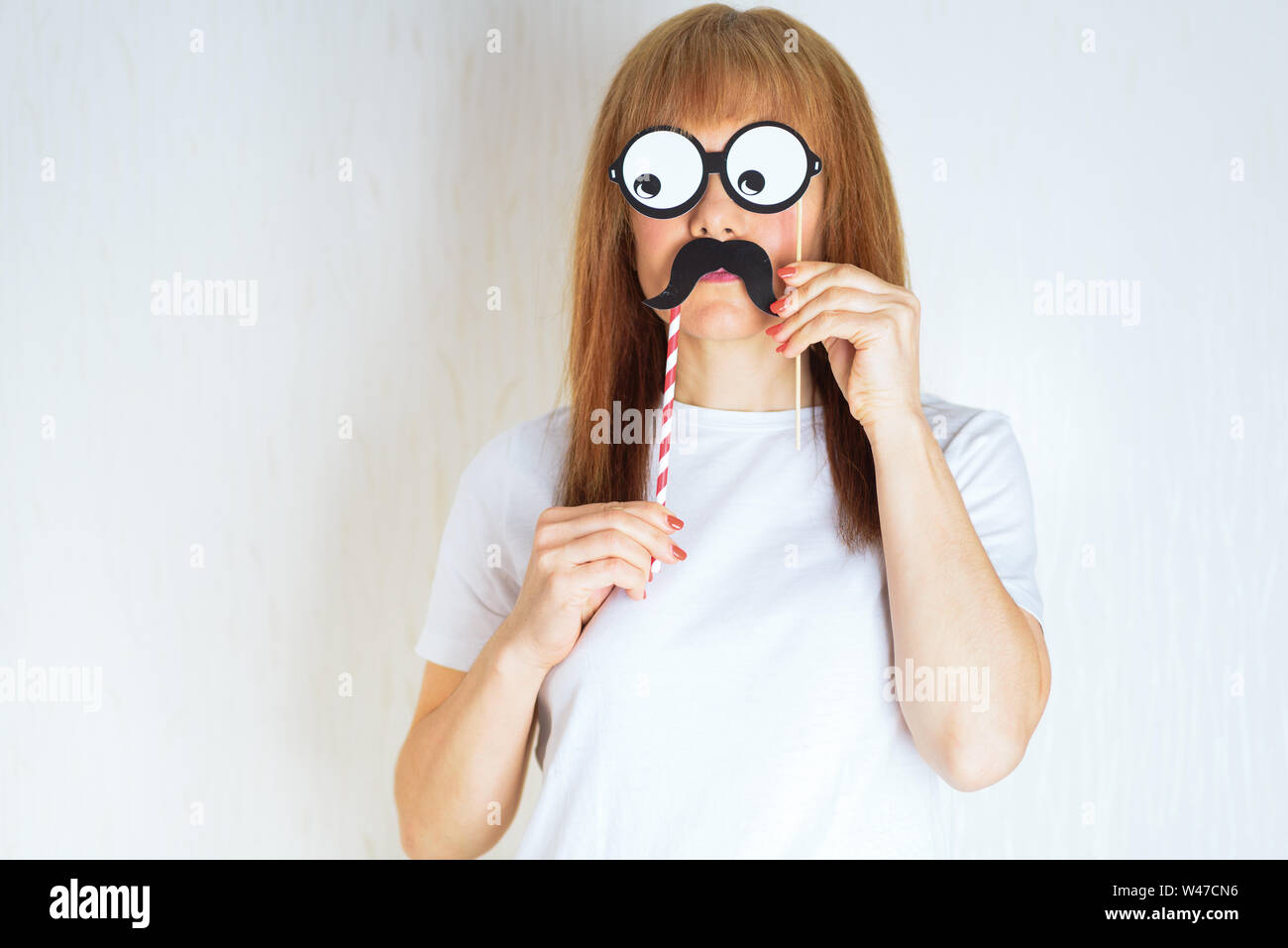 Fake nose and glasses disguise with mustache Stock Photo
