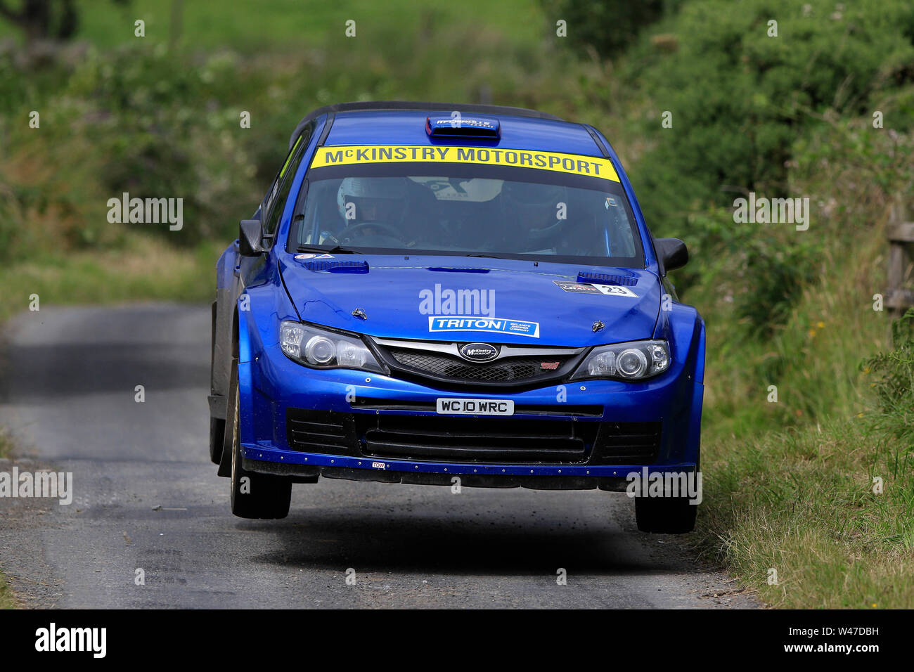 Lisburn, Country Antrim, Northern Ireland. 20th July, 2019. Carryduff  Forklift Down Rally; Kenny McKinstry and Kenny Hull (Subaru Impreza S14)  fly during the 2019 Down Rally Credit: Action Plus Sports/Alamy Live News