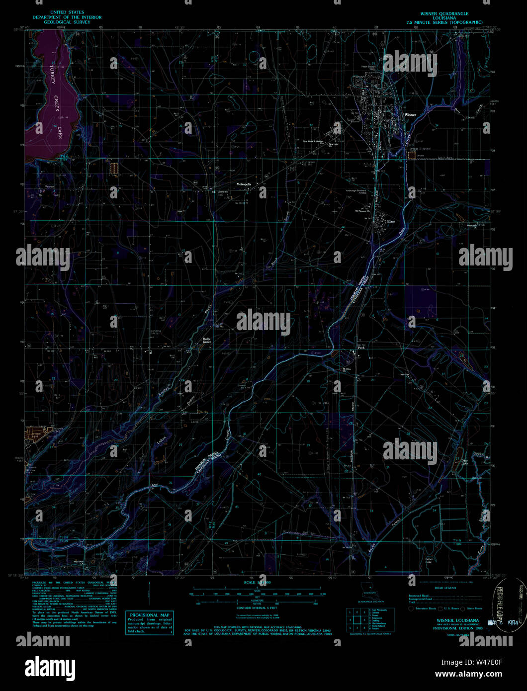 USGS TOPO Map Louisiana LA Wisner 333579 1983 24000 Inverted Stock