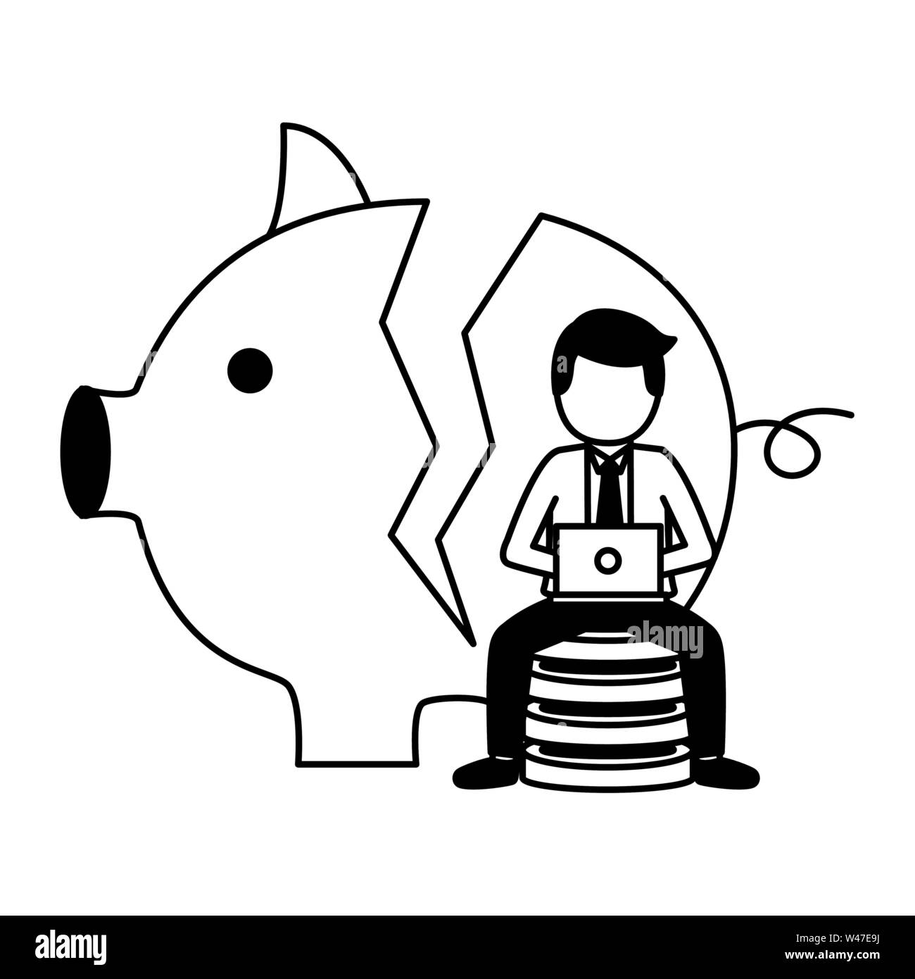 elegant young businessman with piggy savings Stock Vector Image & Art ...