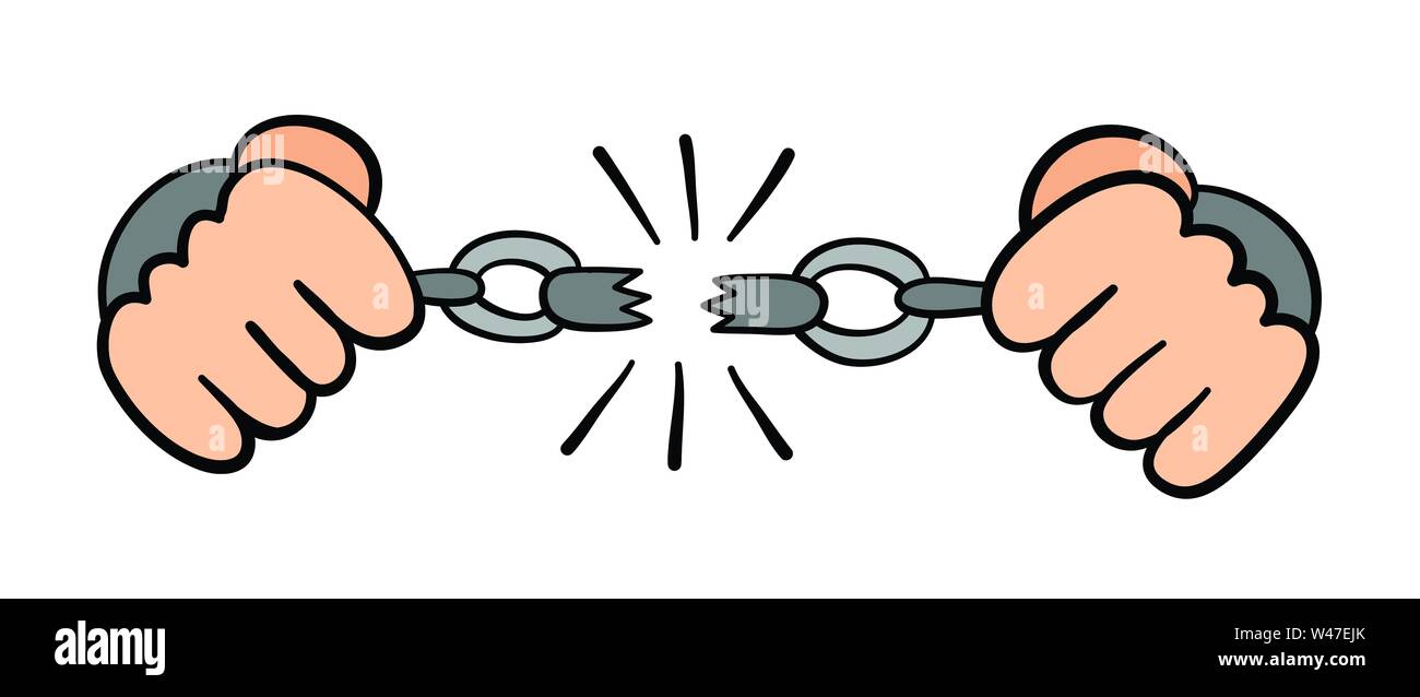 Sind gennemse Tilintetgøre Vector hand-drawn illustration of prisoner breaking chains. Black outlines  and colored Stock Vector Image & Art - Alamy