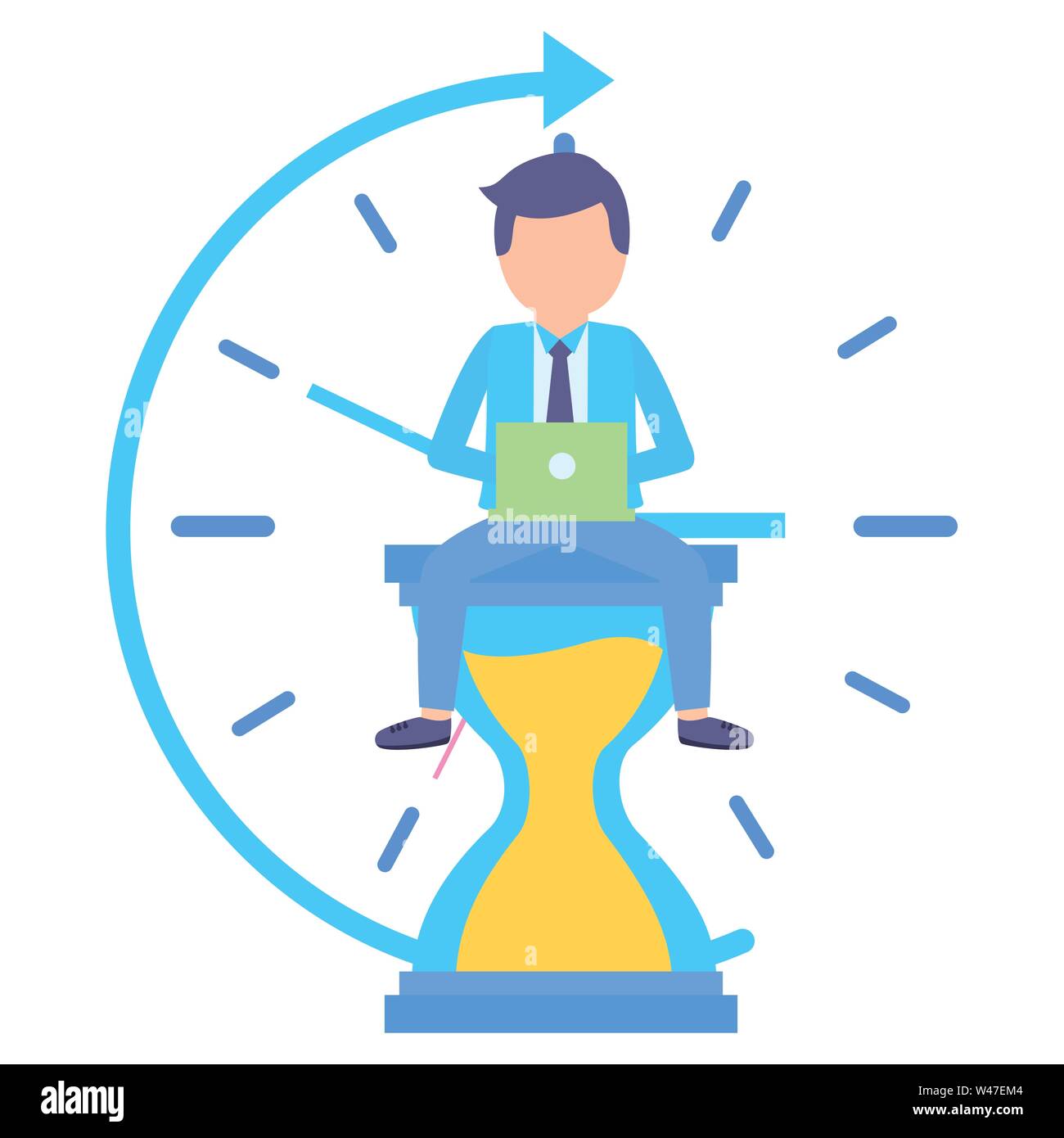 elegant young businessman with hourglass and arrow Stock Vector Image ...