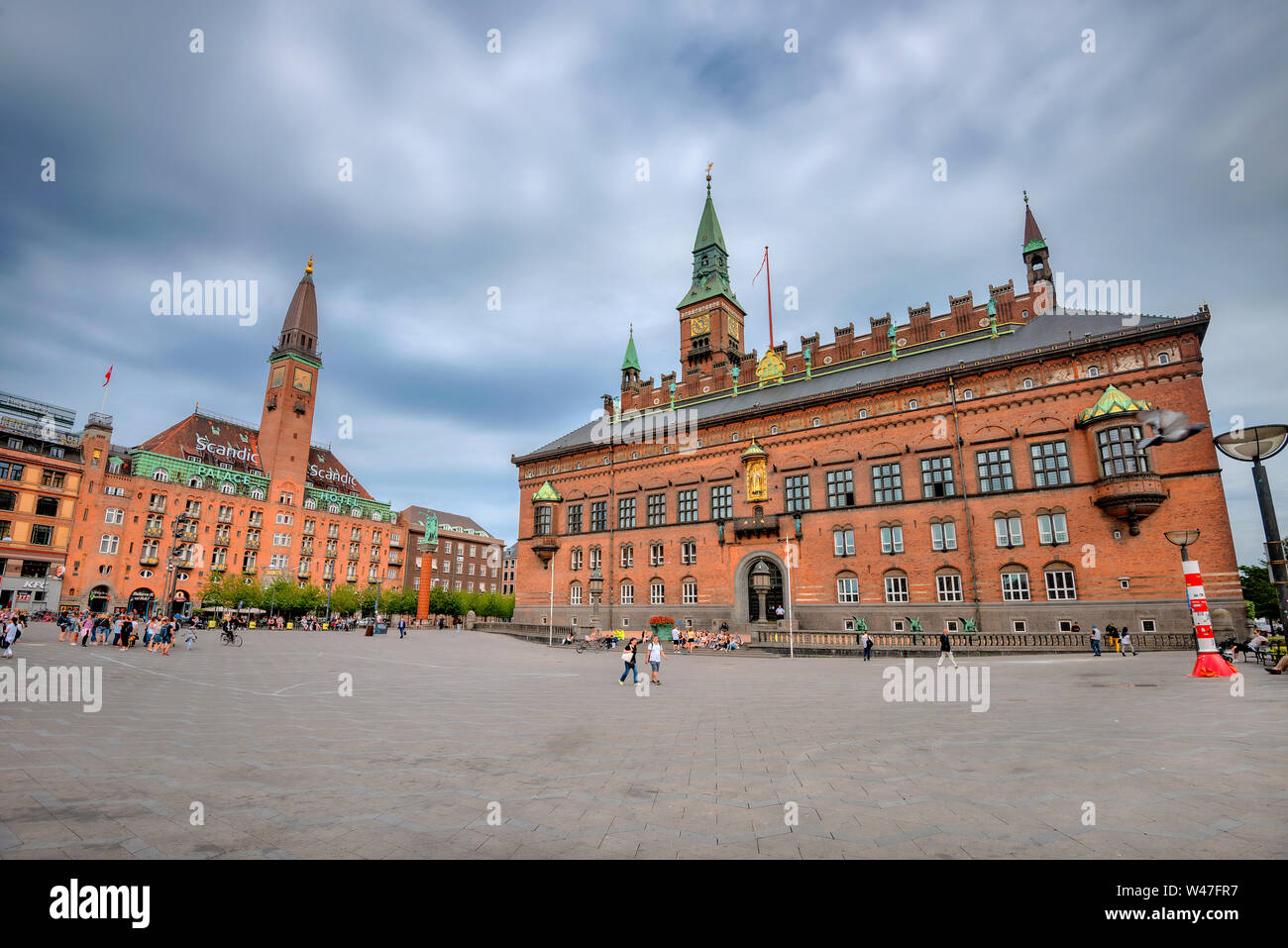 Cityscape with Scandic Palace Hotel on the City Hall Square ( Radhus Pladsen) in downtown. Copenhagen, Denmark, Scandinavia Stock Photo