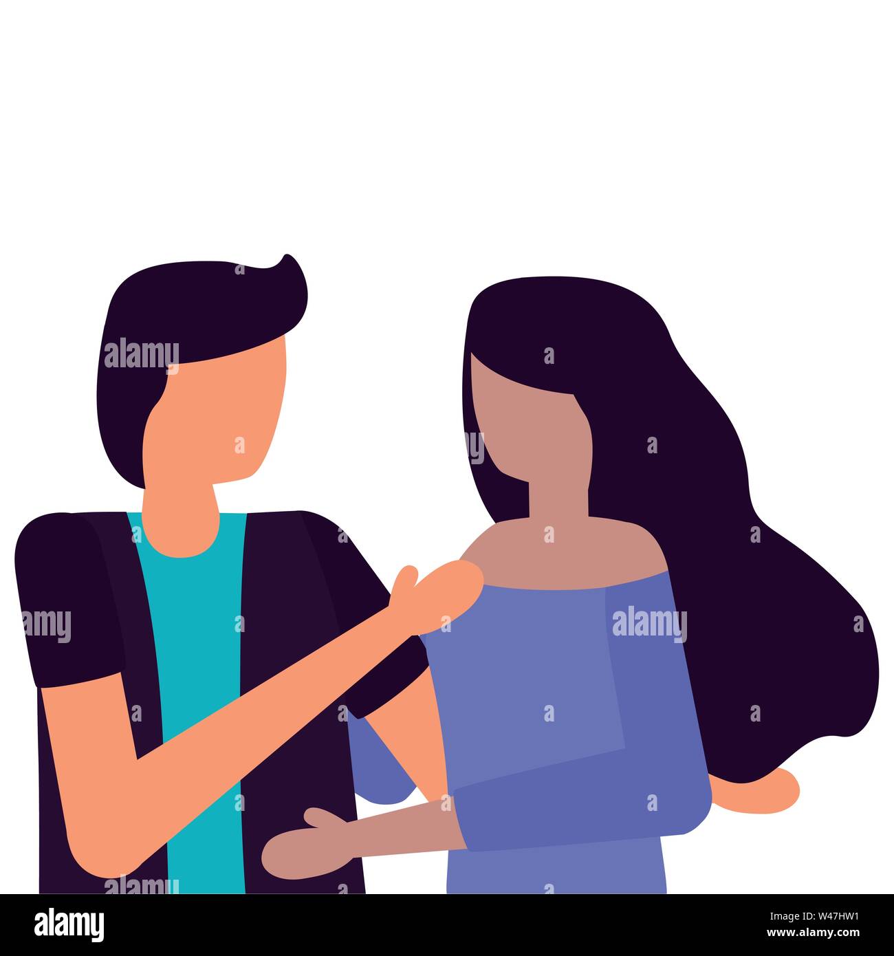 young lovers couple interracial avatars characters Stock Vector