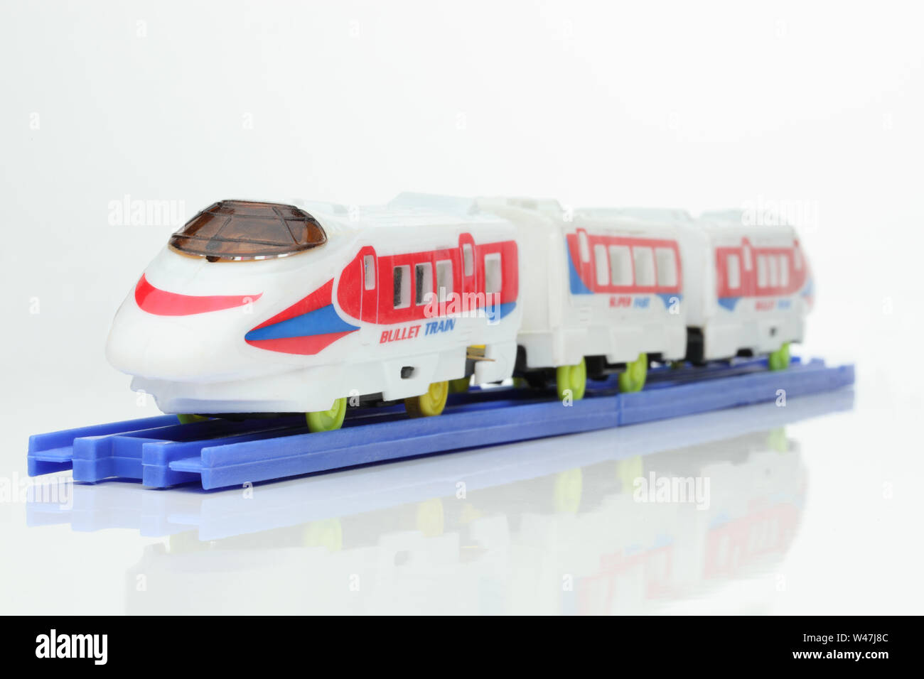 Toy train on tracks Stock Photo Alamy