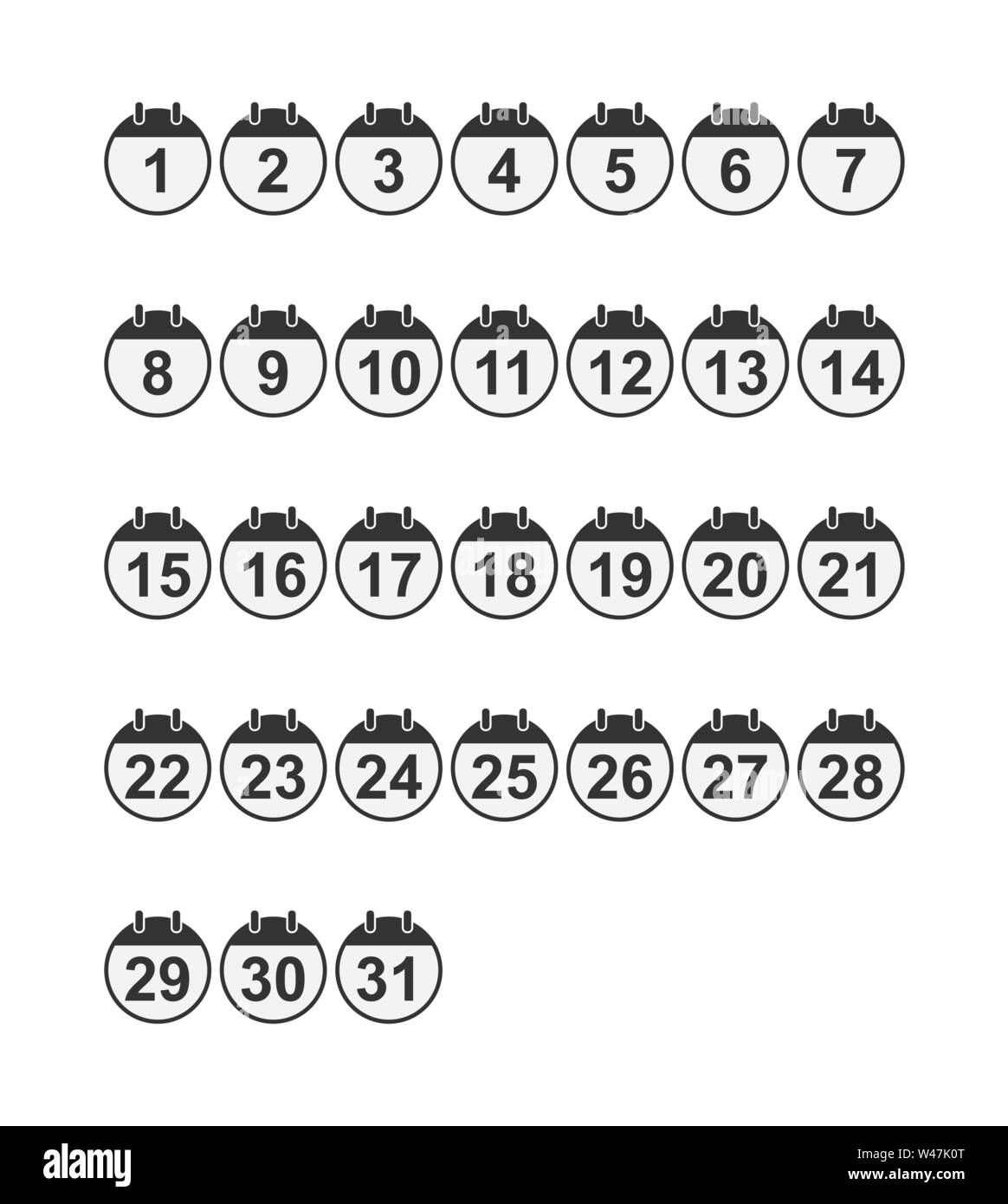 set-of-calendar-numbers-on-a-round-basis-flat-design-for-decoration