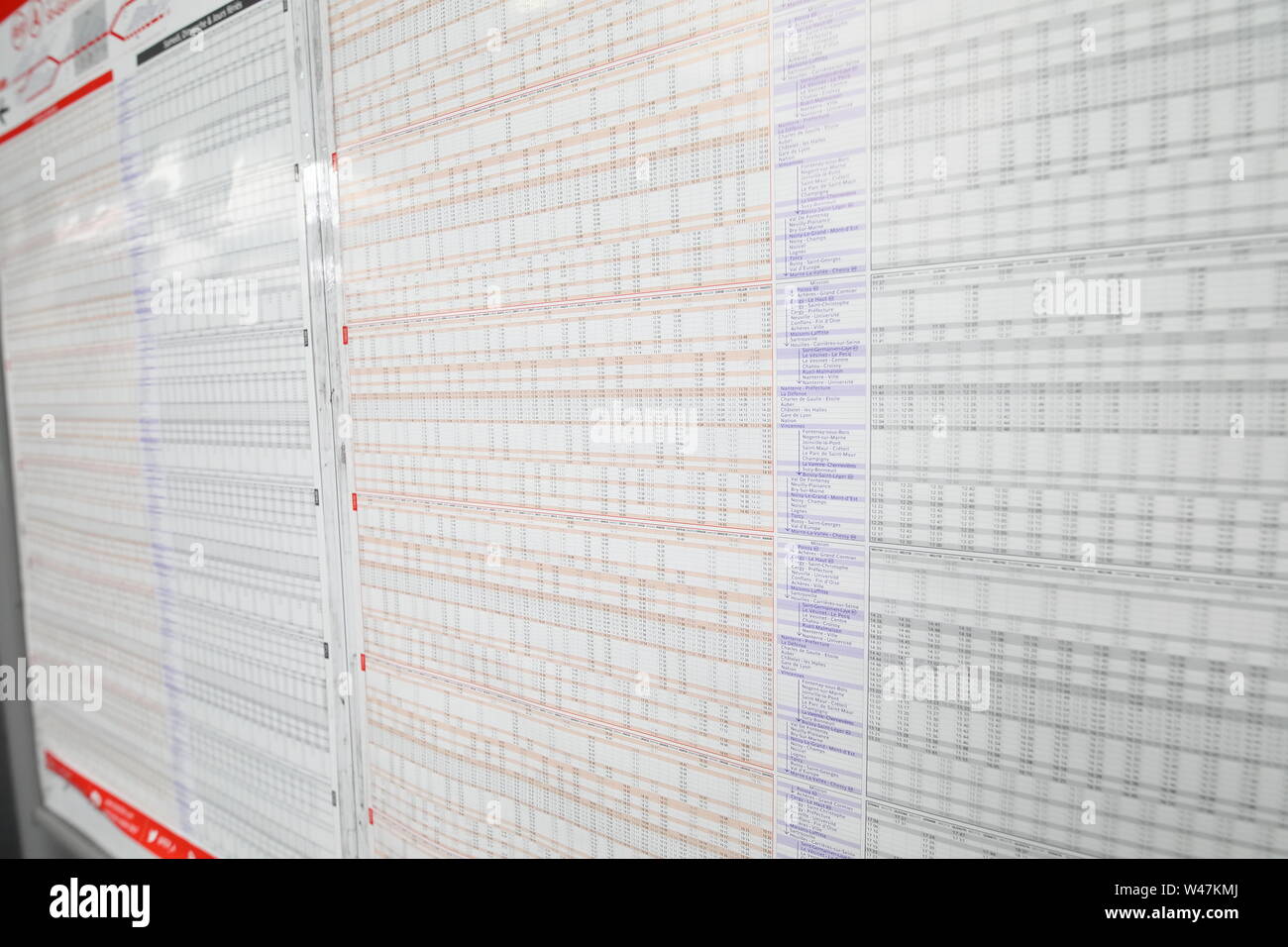 RER Train timetable schedule Paris France Stock Photo - Alamy