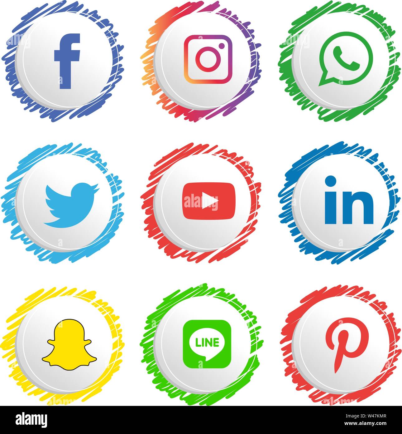 Social Media Icons Set Logo Vector Illustrator Social Media Icon Snapchat Facebook Instagram Twitter Whatsapp Set Network Share Device Link Stock Vector Image Art Alamy