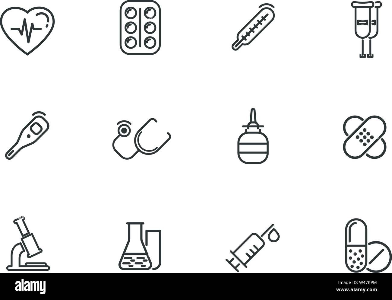 medicine vector line icons set for user interface design Stock Vector