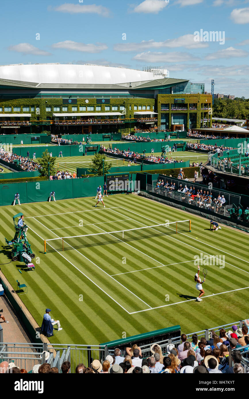 Caty McNally and Heather Watson on court 12 with a General View of