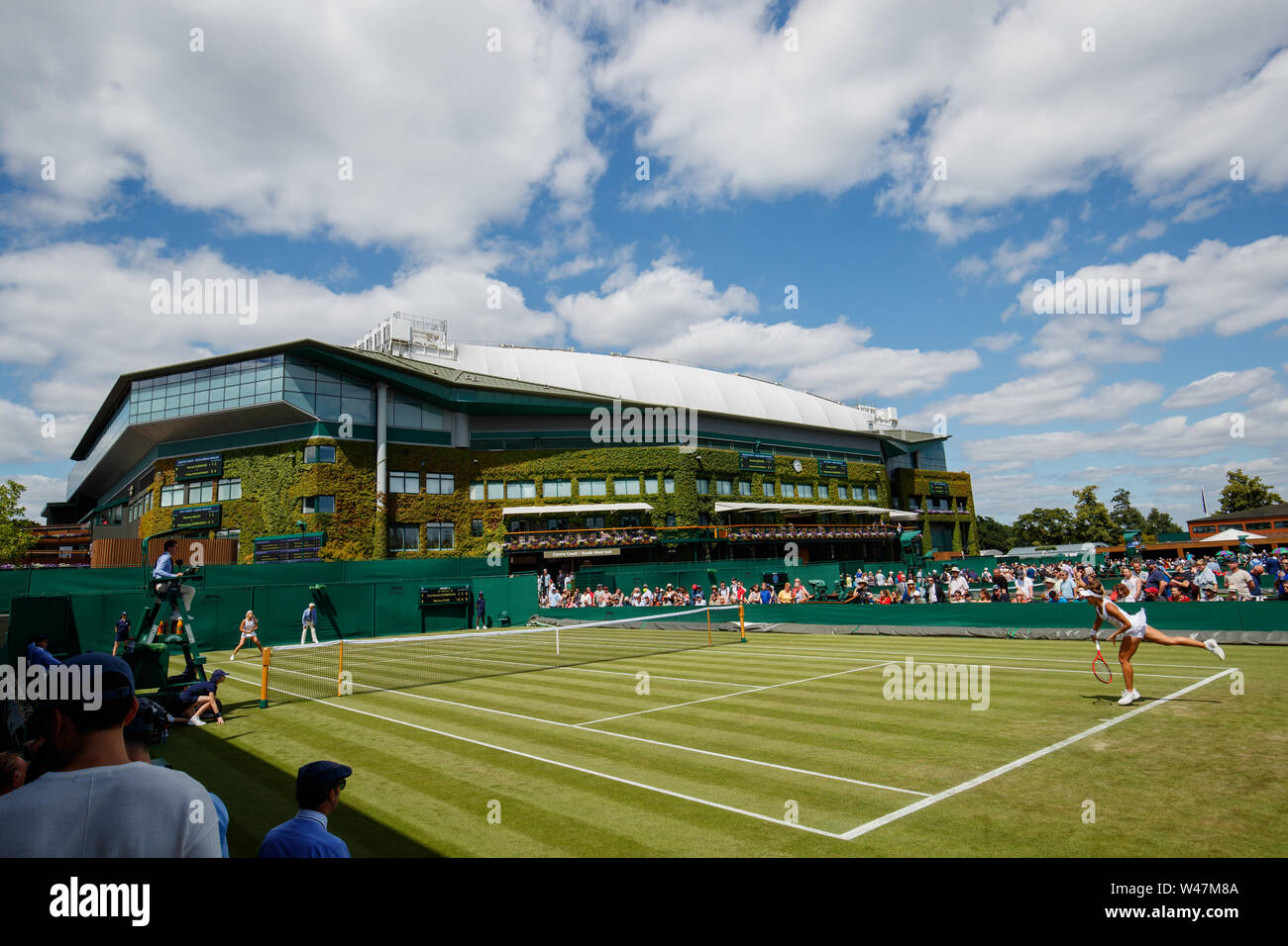General View of Anna Karolina Schmiedlova and Monica Puig on Court 4