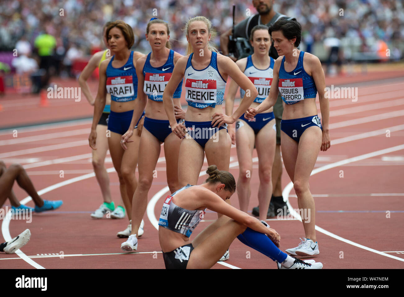 LONDON, ENGLAND 20th July Jemma Reekie (GBR) after the 1500m at the Muller Anniversary Games at the London Stadium, Stratford on Saturday 21st July 2019. (Credit: Pat Scaasi | MI News) Credit: MI News & Sport /Alamy Live News Stock Photo