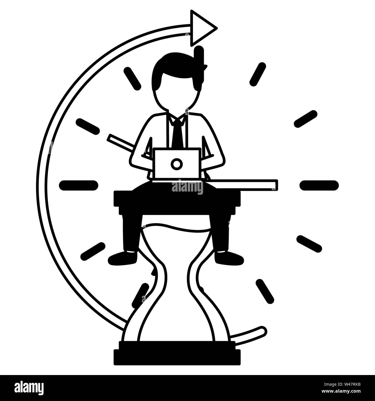 elegant young businessman with hourglass and arrow Stock Vector Image ...