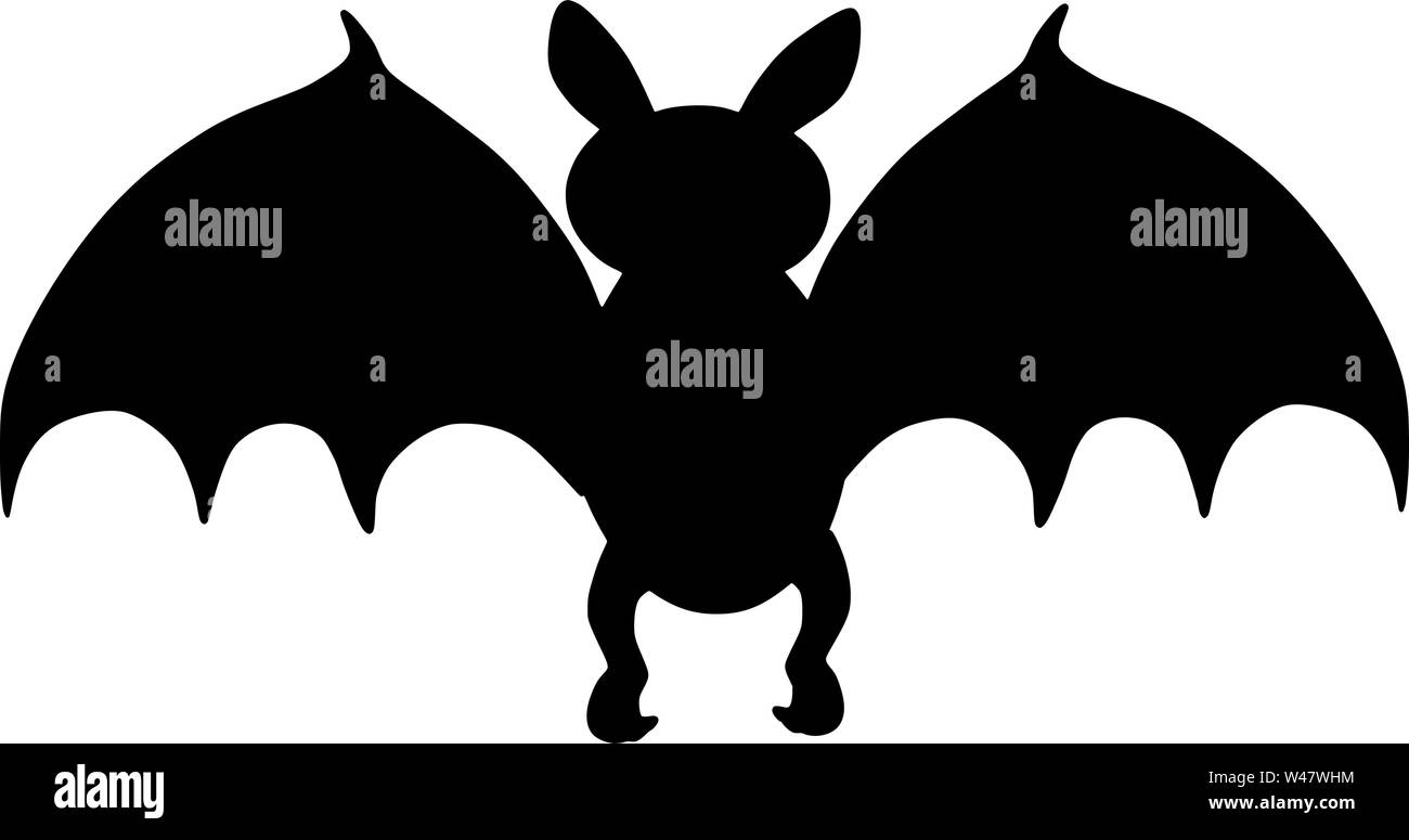 Cute Black Bat Silhouette Animal Symbol Vector Image Stock Vector Image ...