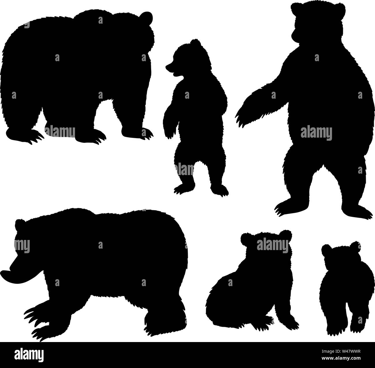 Grizzly Bear Silhouettes Large Animal Vectors Stock Vector Image & Art