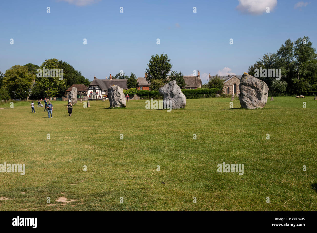 Looking down on the famous Avebury neolithic stone circle south western