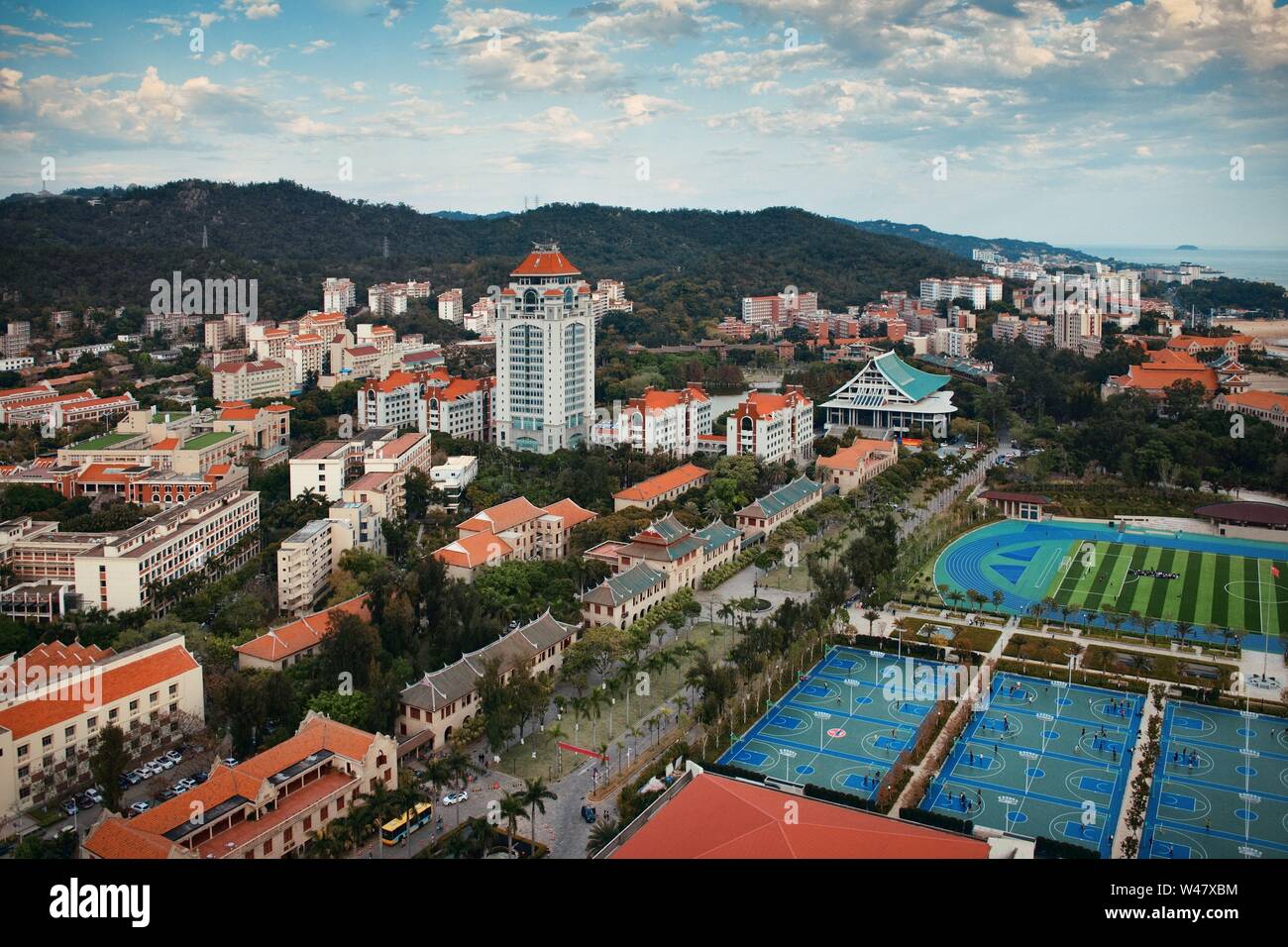Xmu Xiamen University architecture aerial view in Fujian, China Stock Photo ...