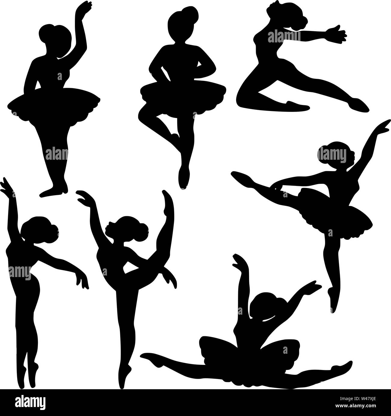Ballet dancers female silhouette vectors Stock Vector