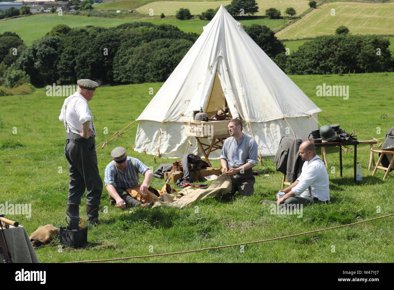 5th July 2019 Bradford-Yorkshire War Weekend-Germans making camp. Stock Photo