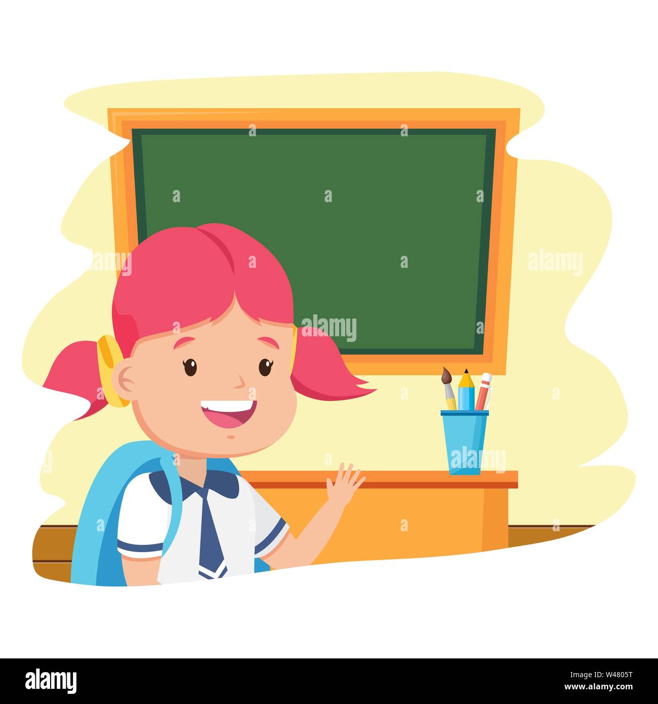 student girl classroom chalkboard back to school Stock Vector Image ...