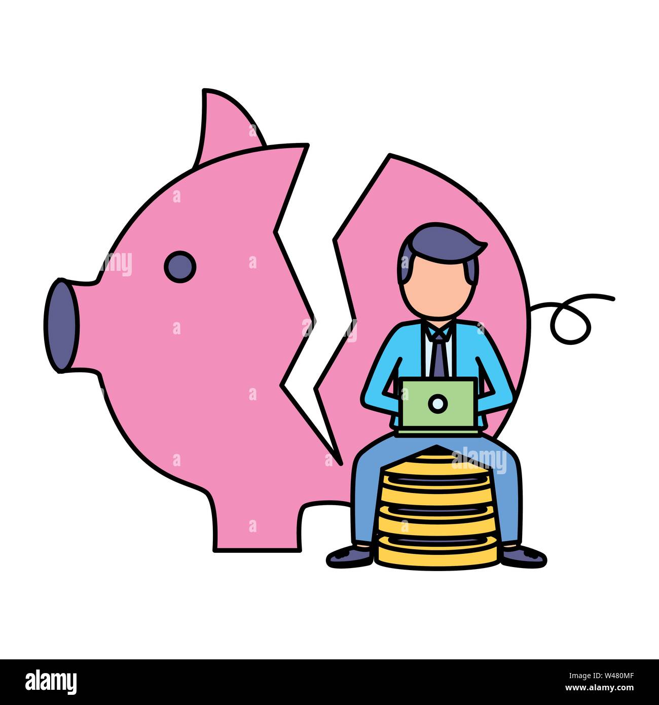 elegant young businessman with piggy savings Stock Vector Image & Art ...