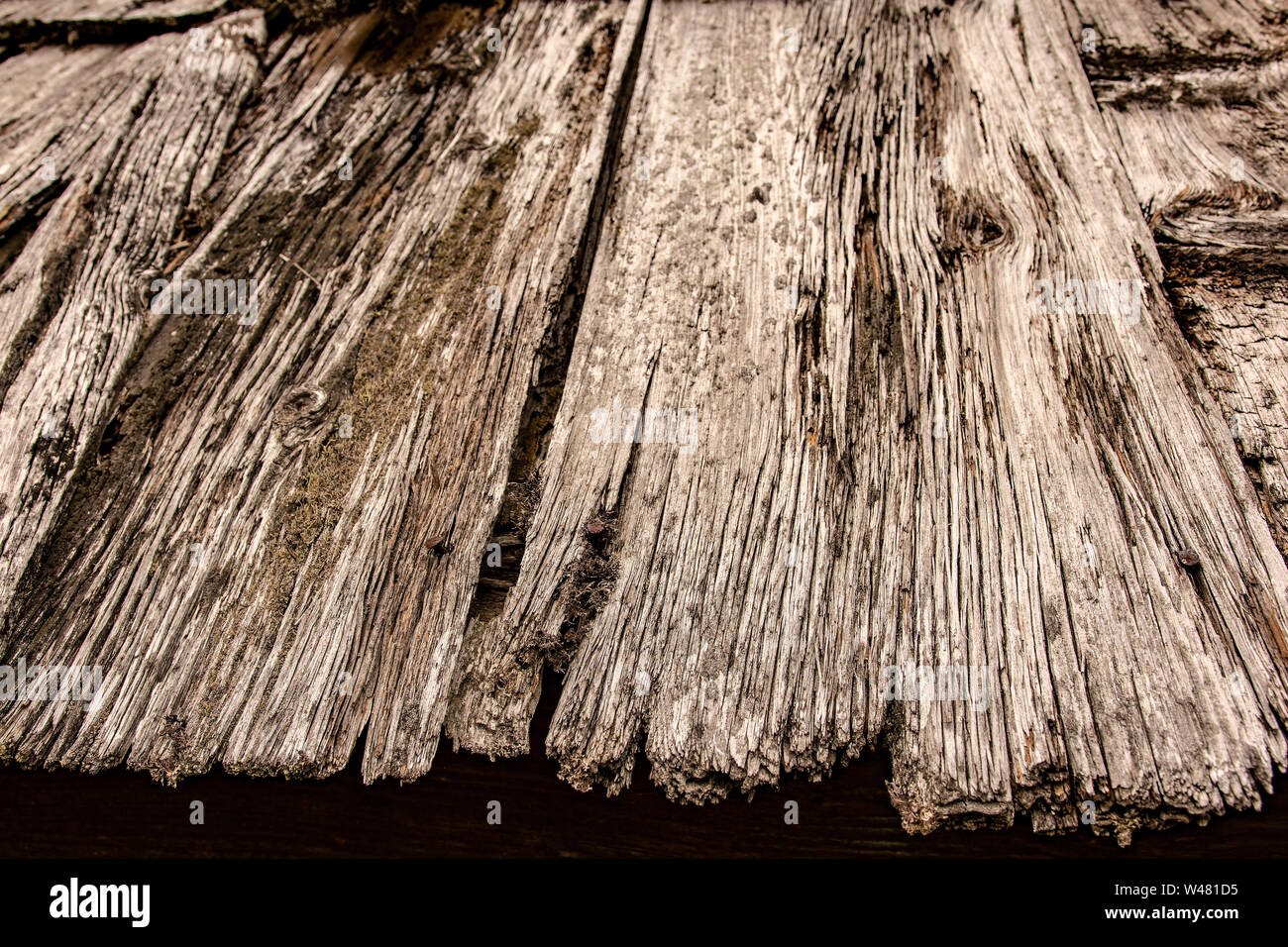 Old Gray Grunge Wooden Roof Texture and Vintage Background Surface Stock Photo