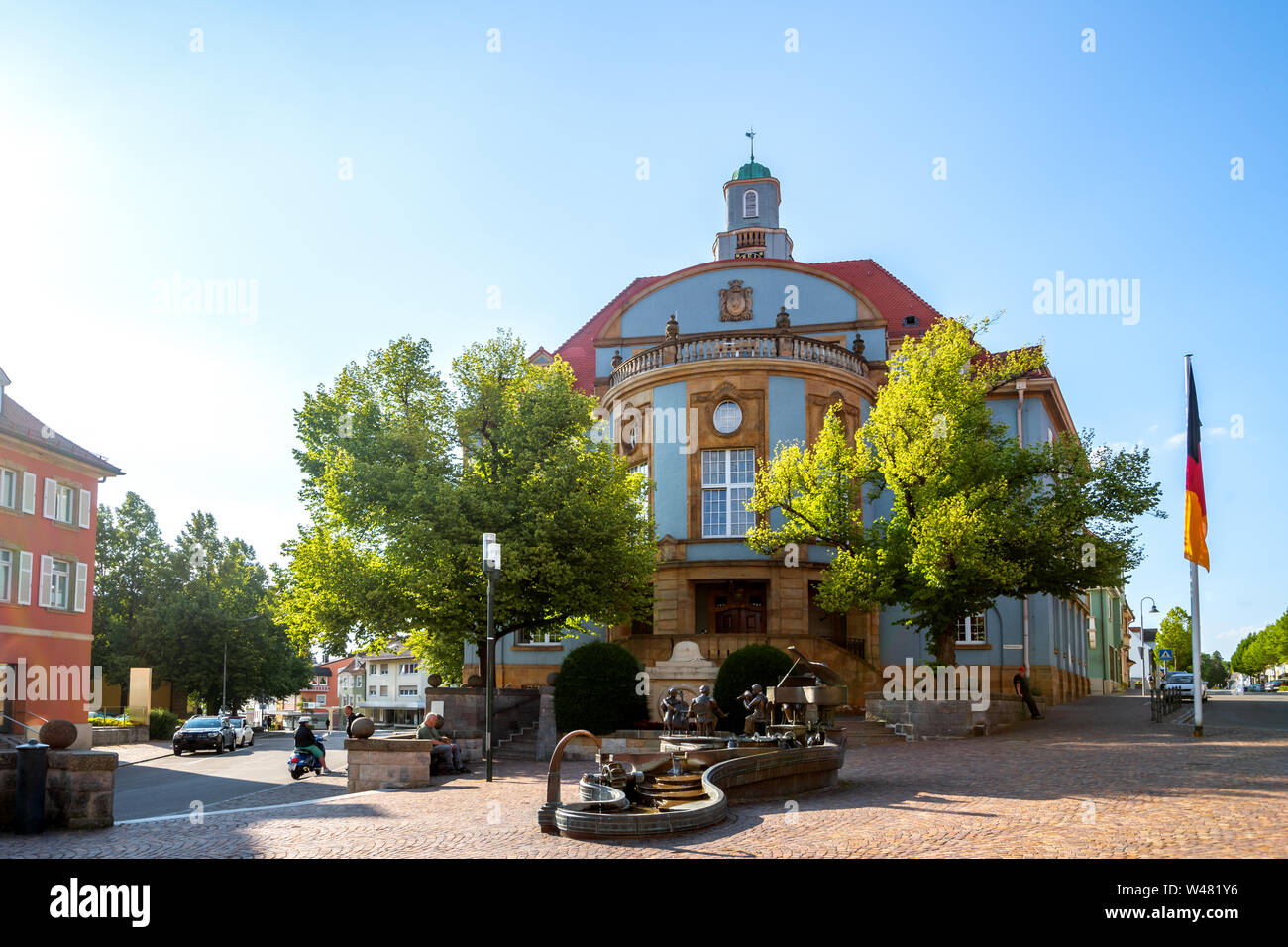 Blue city hall, Donaueschingen, Germany Stock Photo