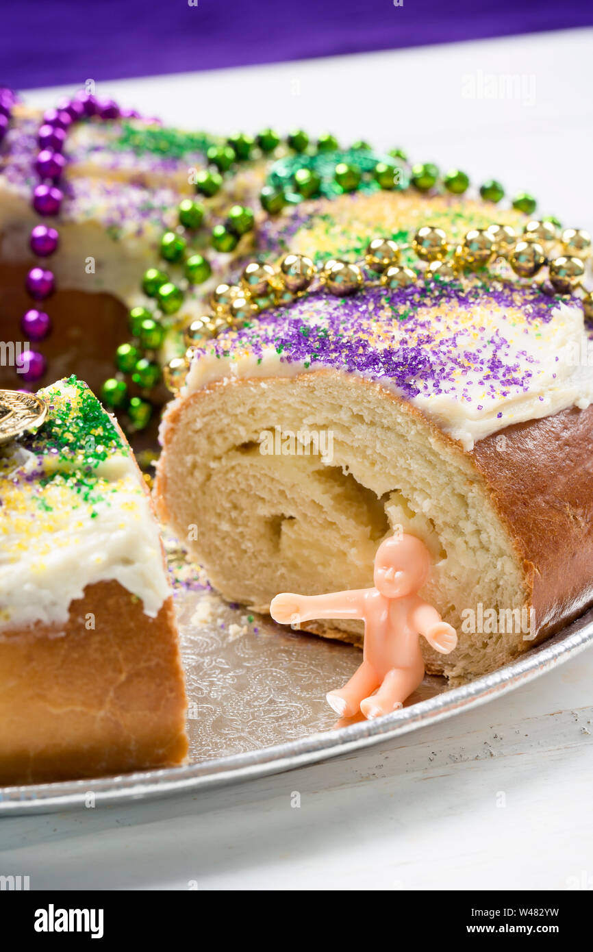 King Cake on a White Board Background Stock Photo Alamy