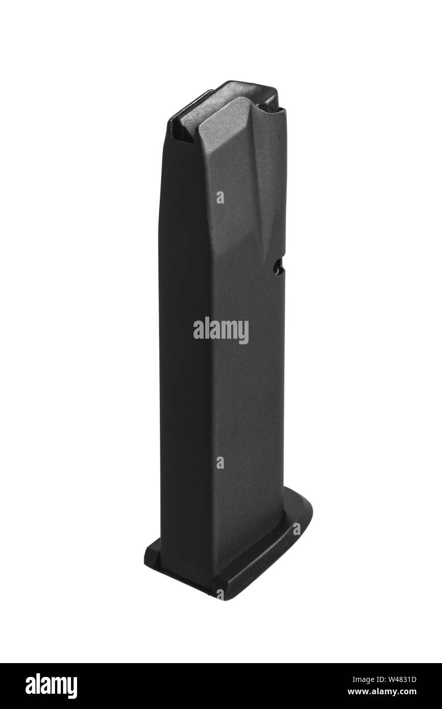 handgun magazine on white surface Stock Photo