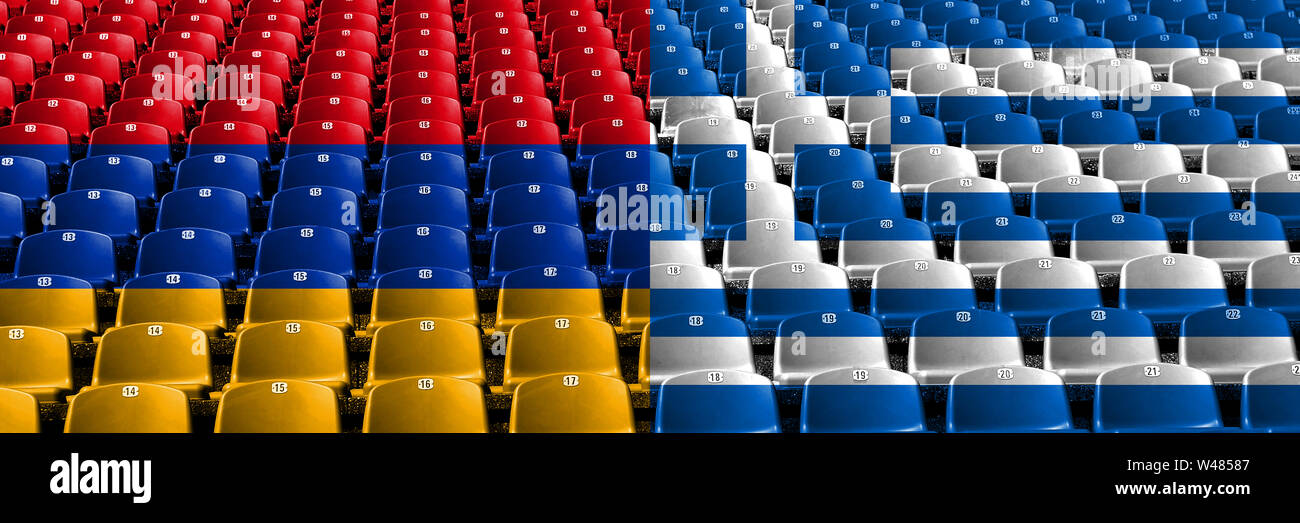 Armenia, Armenian, Greece, Greek stadium seats concept. European ...