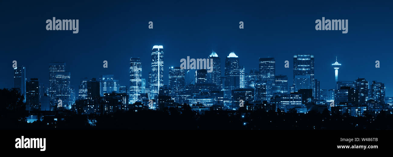 Calgary skyline in Alberta at night, Canada Stock Photo - Alamy