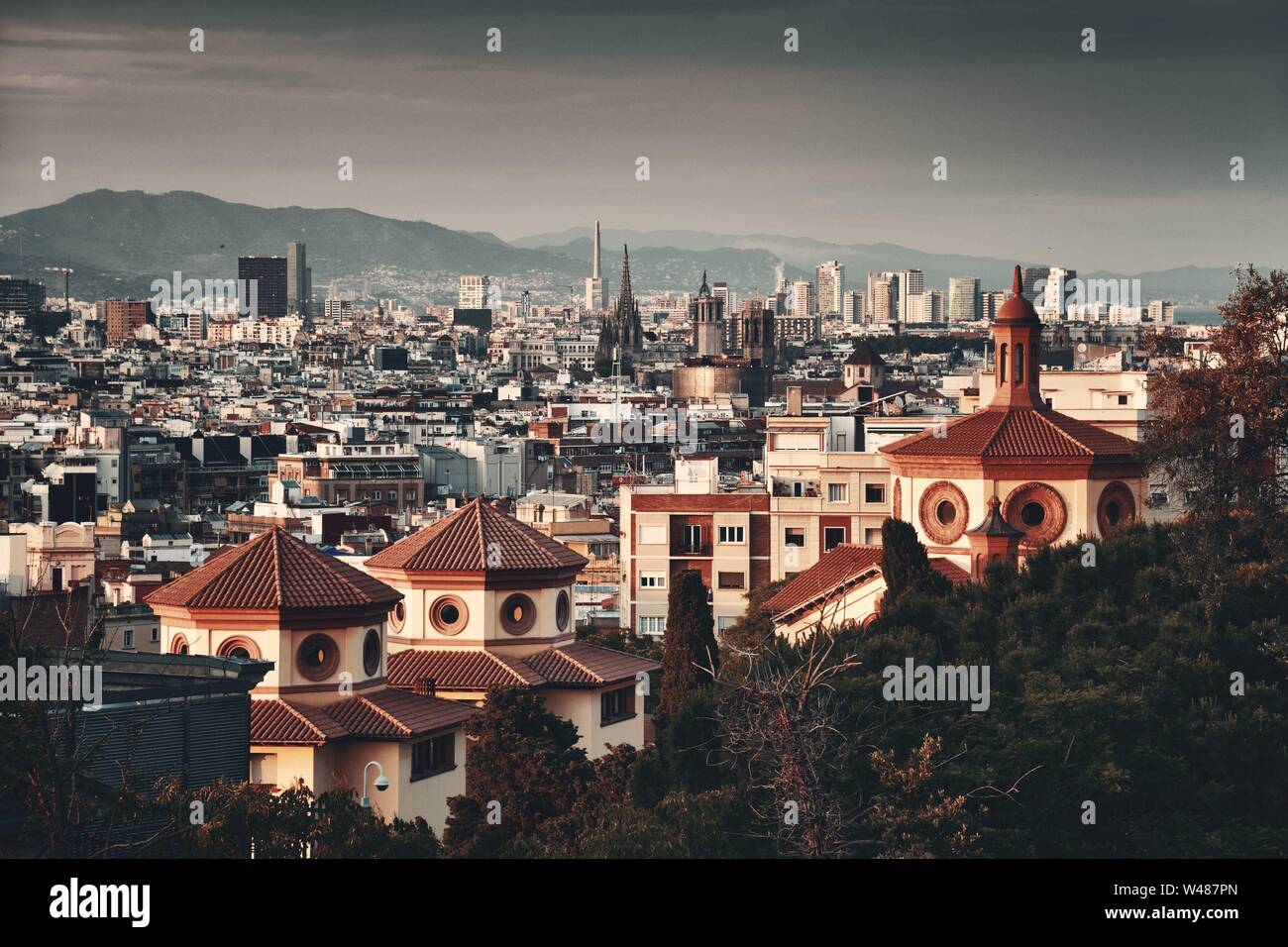Barcelona skyline view with city buildings in Spain Stock Photo - Alamy