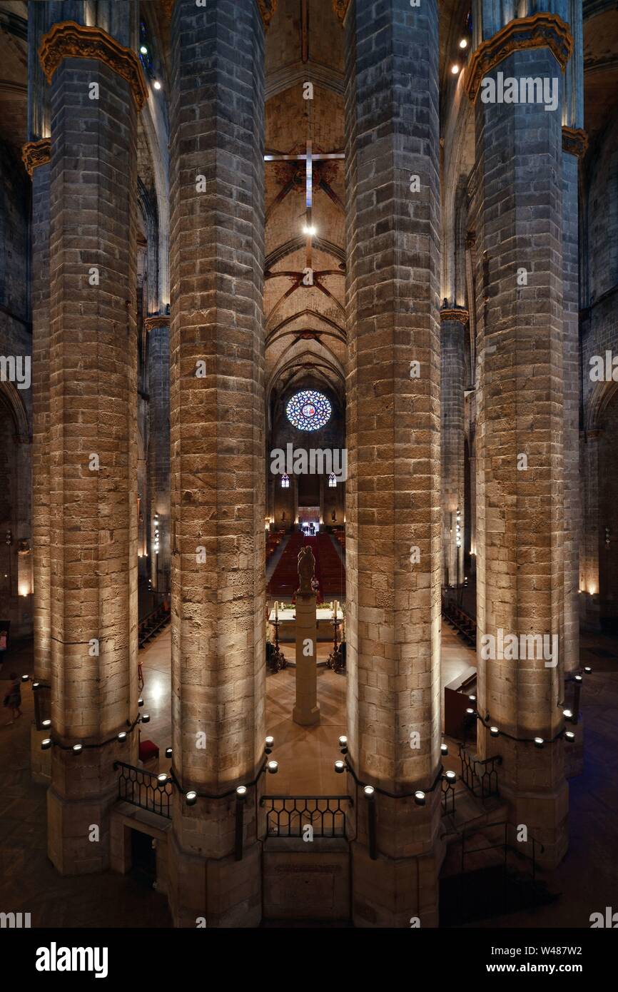 Basilica of Santa Maria del Mar closeup in Barcelona Spain Stock Photo ...