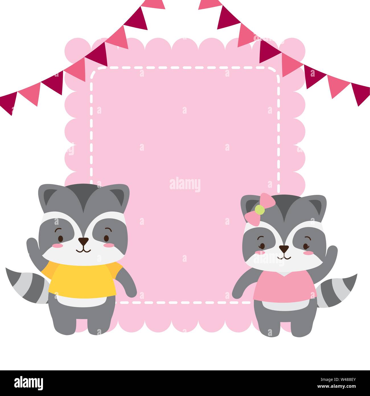 cute couple raccoon animals greeting card Stock Vector Image & Art - Alamy