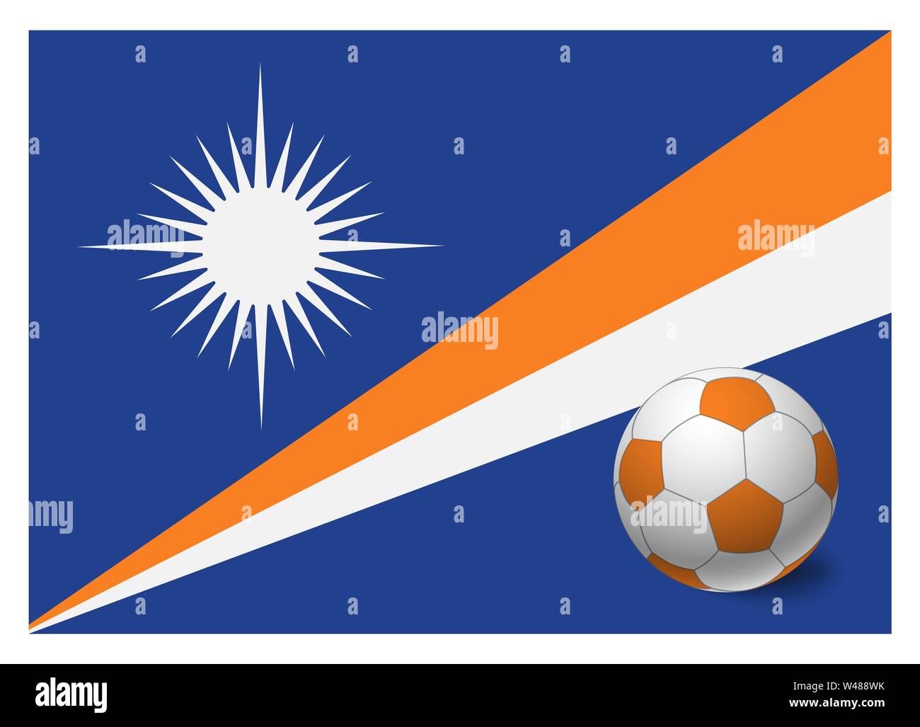 Marshall Islands flag and soccer ball. National football background