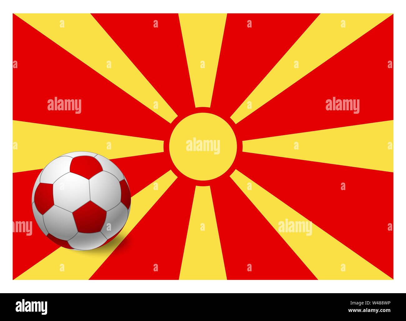 Macedonia flag and soccer ball. National football background. Soccer
