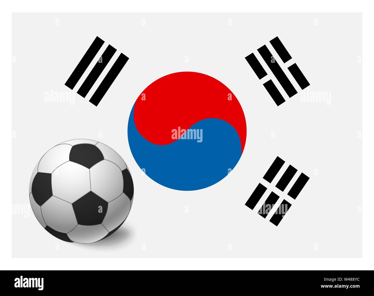 South korea flag and soccer ball. National football background. Soccer ...