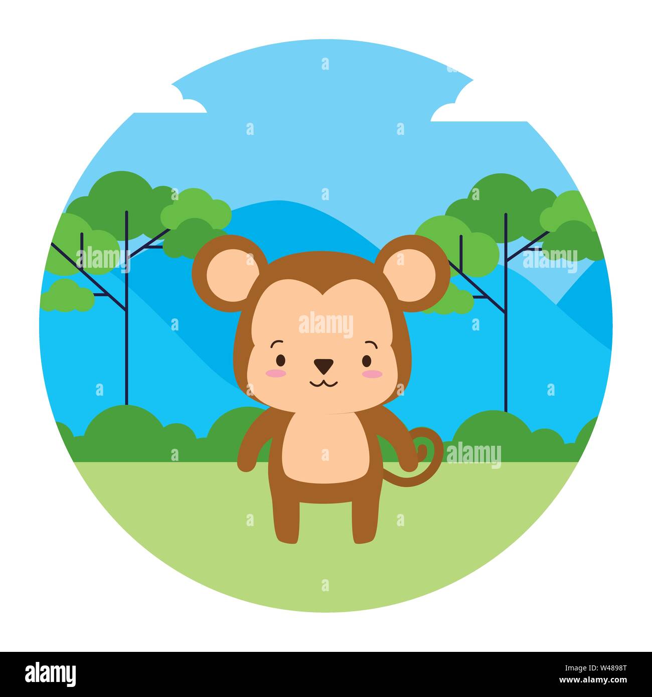 cute monkey animal landscape natural Stock Vector Image & Art - Alamy