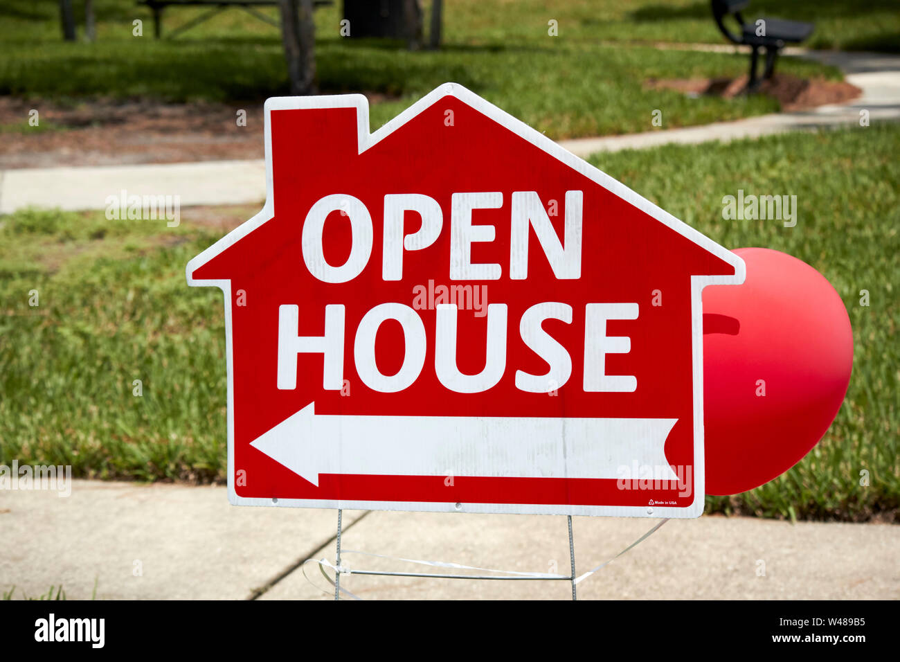 open house sign put out by a realtor trying to selling an upmarket house in florida fl usa united states of america Stock Photo
