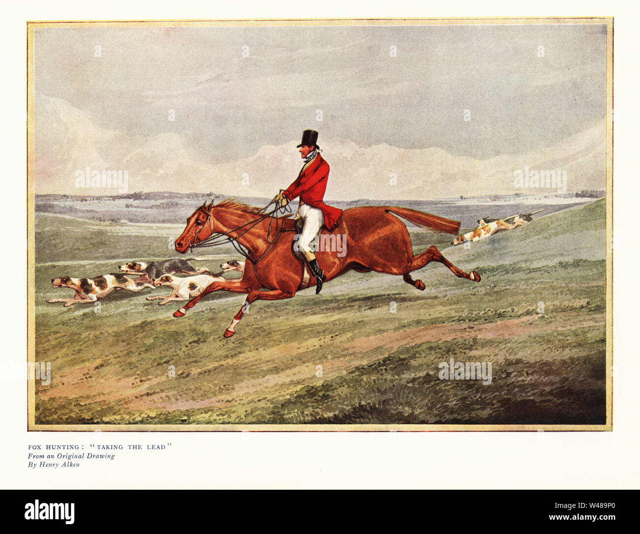 Fox and Hounds Fox and Dogs Illustration Fox Hunting Art Print English Vintage Hunt Wall Art