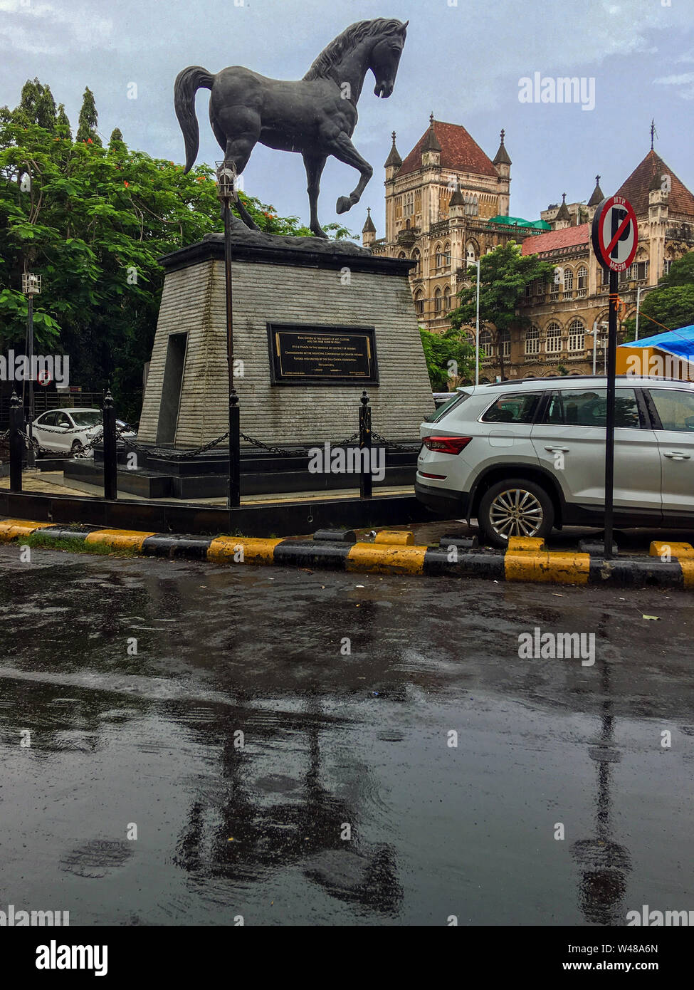 20 Jul 2019 Black horse statue kala ghoda fort, mumbai, maharashtra, India, Asia Stock Photo