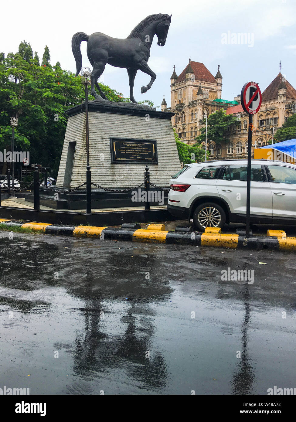 20 Jul 2019 Black horse statue kala ghoda fort, mumbai, maharashtra, India, Asia Stock Photo