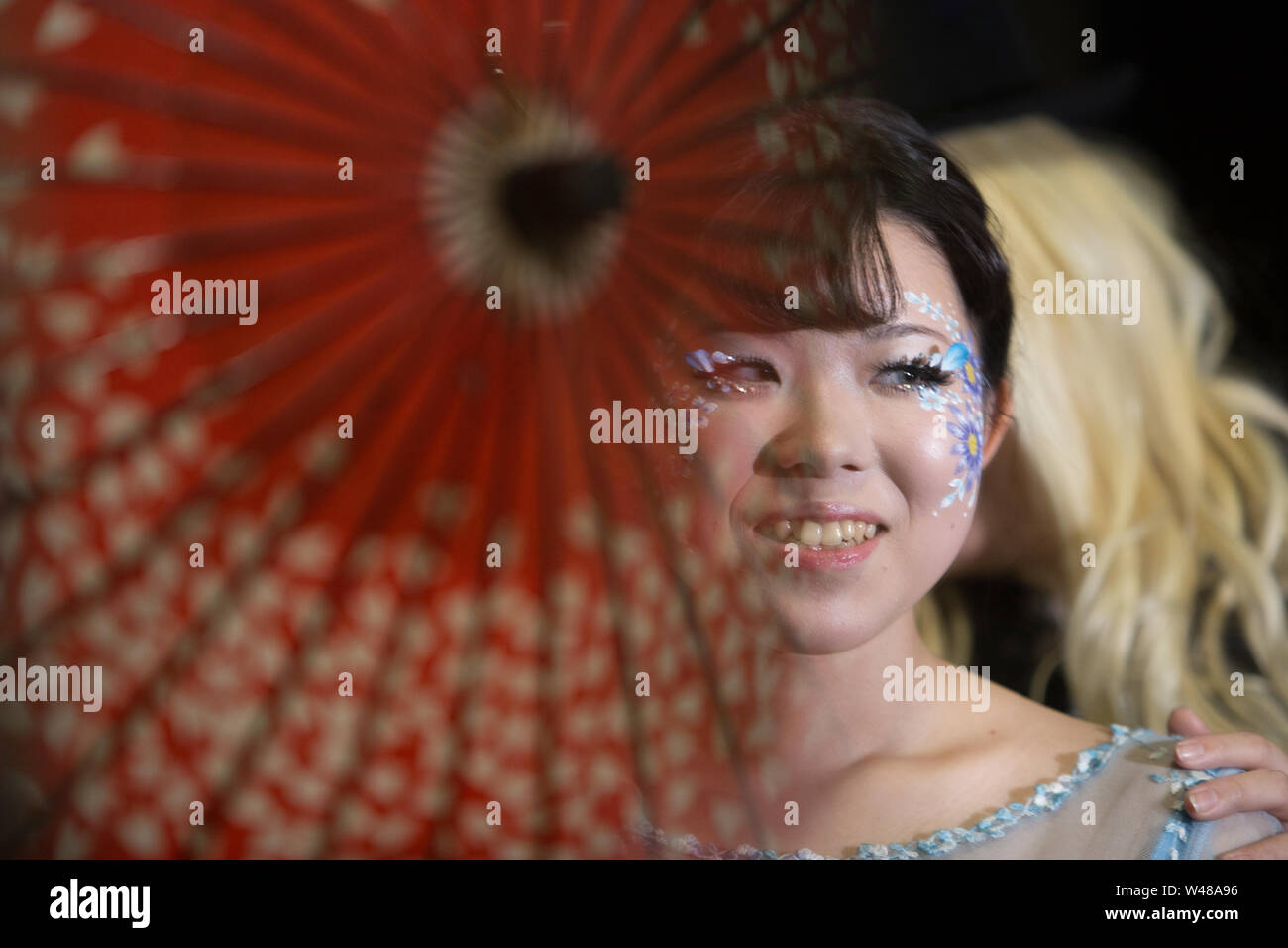 Chiba, Japan, 02/18/2019 , Japanese young model with facepaint during a