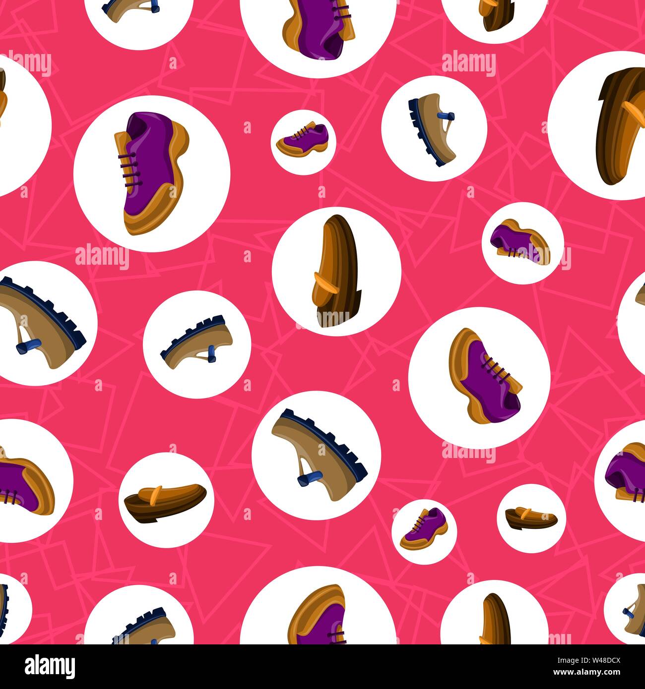 Shoes Flat Color Background Seamless Pattern Stock Vector