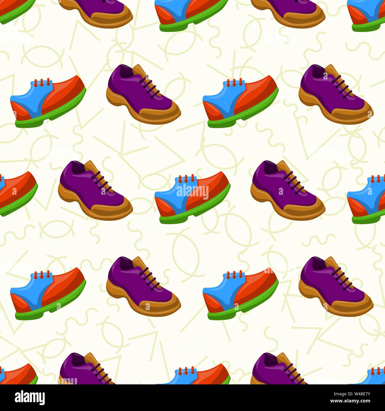 Shoes Flat Color Background Seamless Pattern Stock Vector