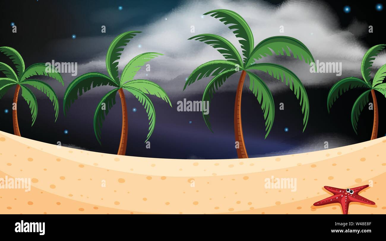 beach scene at night illustration Stock Vector Image & Art - Alamy