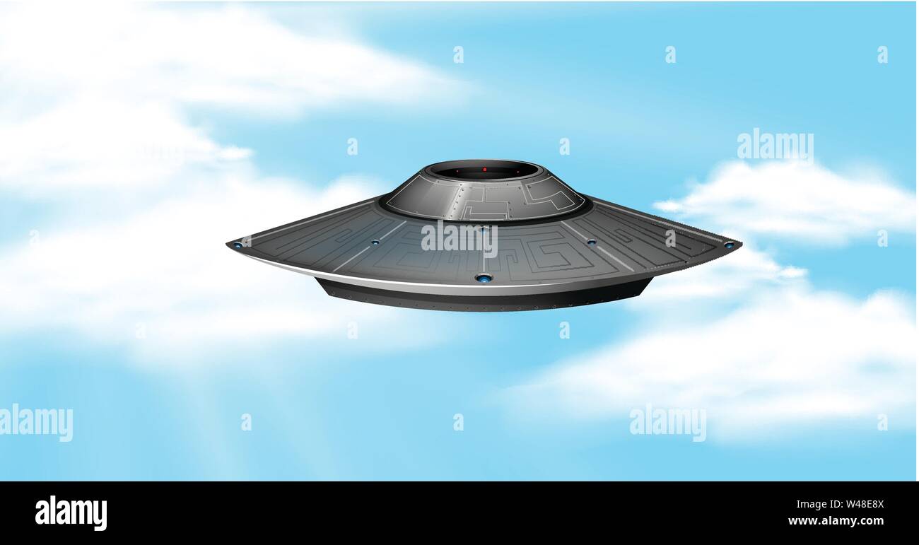 UFO in sky scene illustration Stock Vector Image & Art - Alamy