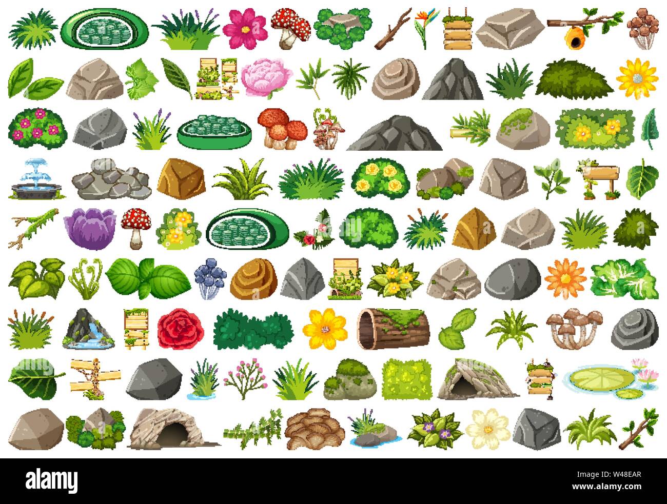 Large Set Of Nature Objects Illustration Stock Vector Image & Art - Alamy